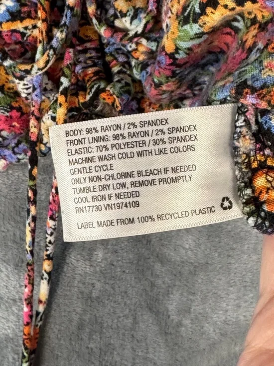 Wild Fable Floral Crop Top Puff Sleeve Tie Front Boho Cottagecore L - Picture 4 of 4